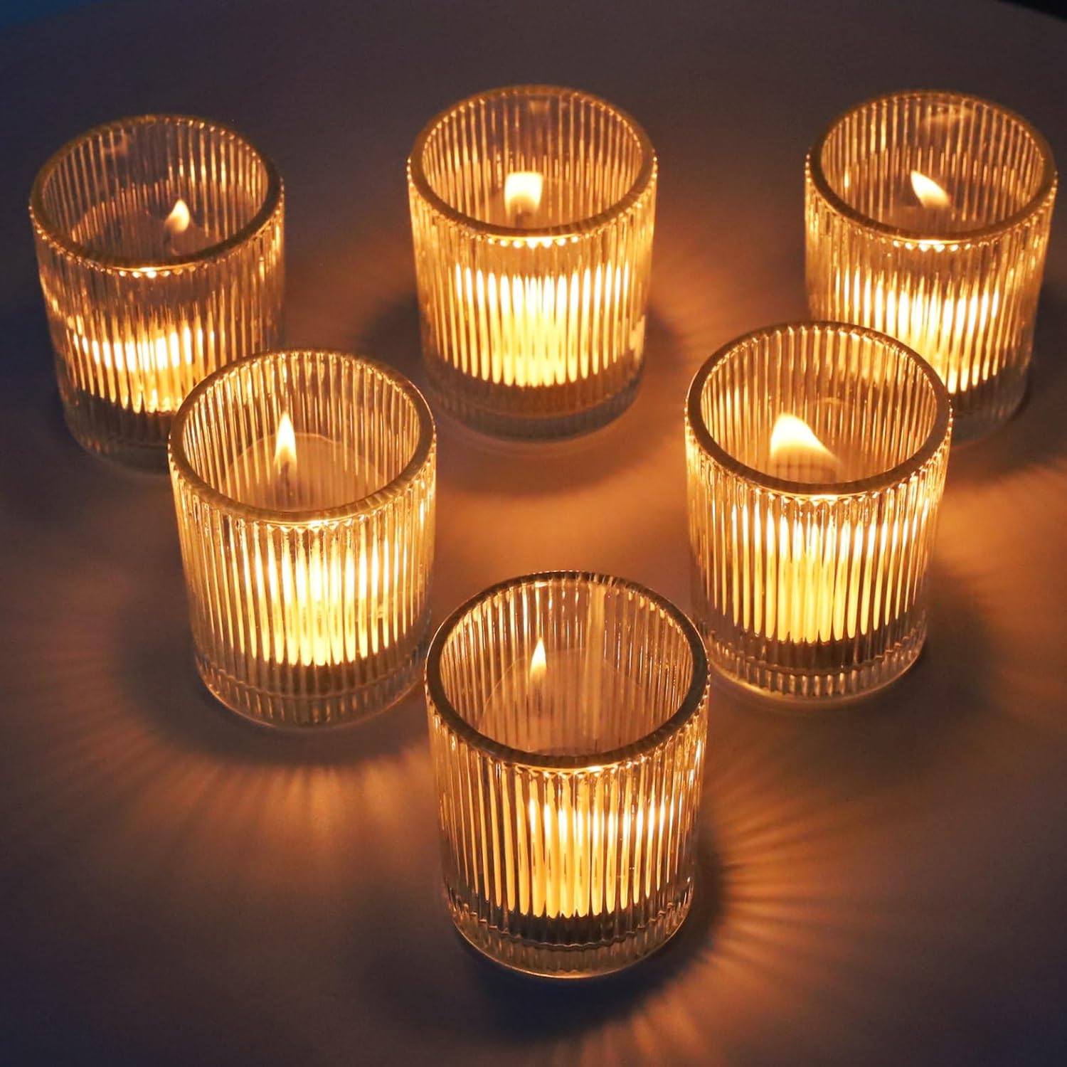 Lot de 12 photophores en verre